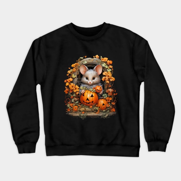 Halloween Pumpkin Mouse Crewneck Sweatshirt by tfortwo